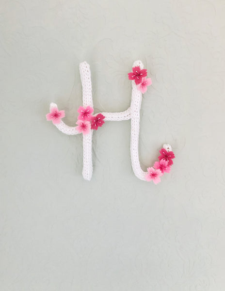 Knitted Initials- Cherry Blossom
